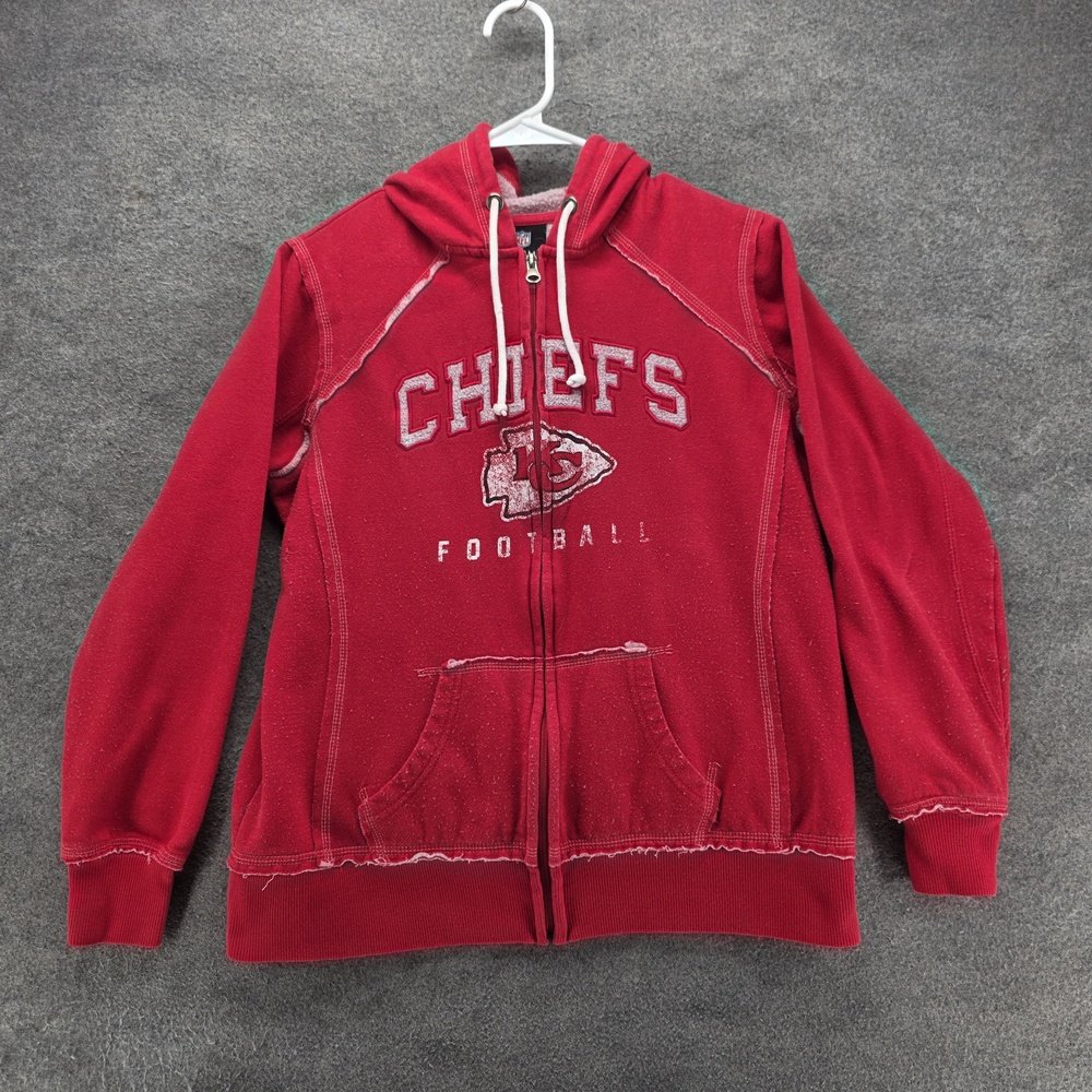 Kansas City Chiefs Sweatshirt Womens Red NFL Football Team Apparel Zip Hoodie